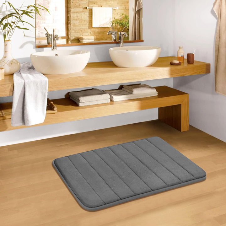 JOYART 1 Piece Bathroom Rugs,Memory Foam Bath Mat,Toilet Mats, Non-Slip Absorbentb Rugs, Machine Washable-Dark Grey, 16" x 24"