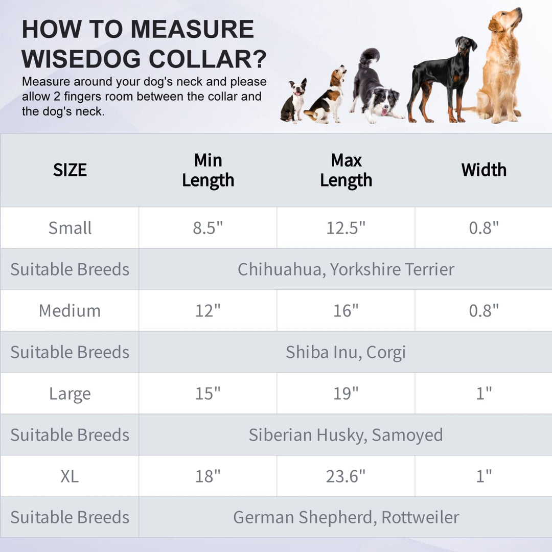 Wisedog Waterproof Dog Collar: Multiple Adjust 8.5” to 32.6”, Soft Rubber Coated Webbing, Easy to Clean, for Small Medium Large Dogs (XL(Length:18"-23.6"; Width:1"), Blue)