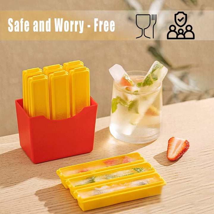 Mini Ice Cube Tray with Lid, 6 Stick Set Cute Ice Mold with Magnetic Storage Box Fit for Freezer, Easy Pop Out Reusable Funny Ice Stick Maker for Water, Juice, Whiskey, Coffee