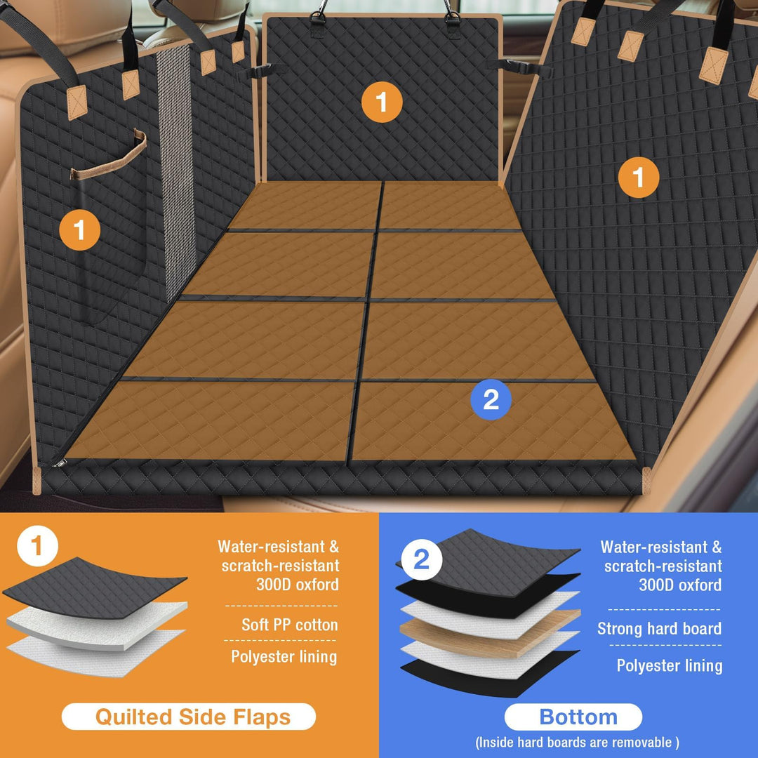 Lekespring Back Seat Extender for Dogs, Waterproof Dog Car Seat Cover for Back Seat, Hard Bottom Dog Seat Cover, Dog Hammock for Car SUV Small Truck, Black