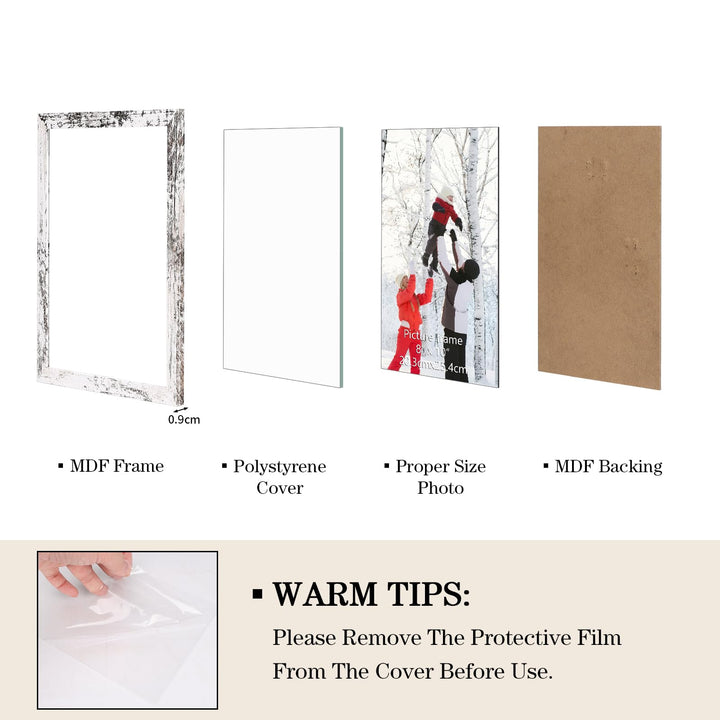 PHAREGE 8x10 Picture Frame Bulk Distressed White, Set of 18 Faux Birch Grain 8 by 10 Rustic Frame Set, Multi Farmhouse Frames for Family Team Photos, Vertically or Horizontally, Tabletop or Wall