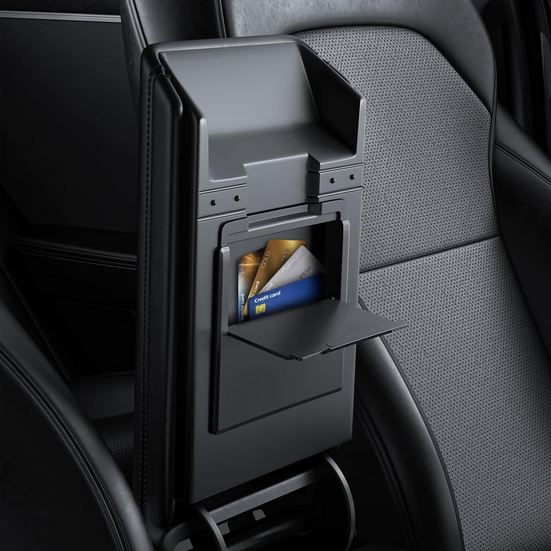 BASENOR 2024 2025 Tesla Model 3 Armrest Hidden Storage Box (Carbon Fiber Design) Center Console Organizer Accessories for Model 3 Highland Refresh