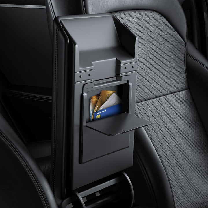 BASENOR 2024 2025 Tesla Model 3 Armrest Hidden Storage Box (Carbon Fiber Design) Center Console Organizer Accessories for Model 3 Highland Refresh