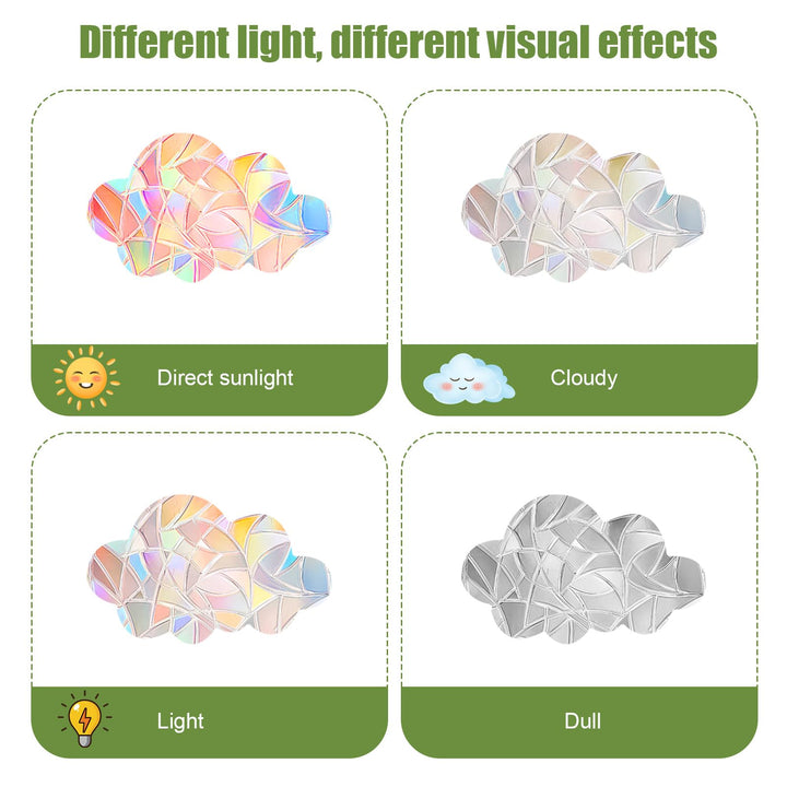 4 Sheets Anti Collision Window Clings, Window Decals to Prevent Bird Strikes Prism Pattern Window Stickers for Birds Alert Stickers to Protect Wild Birds Against Glass (Clouds)