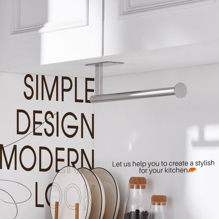 KOKOSIRI Paper Towel Holder Self-Adhesive Bar Under Cabinet for Kitchen Towel Polished Chrome Stainless Steel Wall Mounted Rack, B3012CH