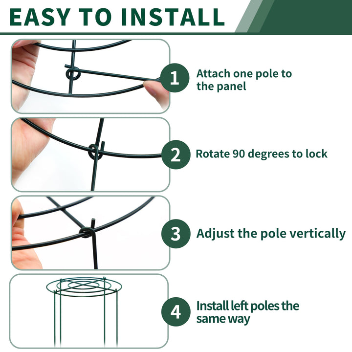 SYITCUN 4pack Peony Cages and Supports, 32” Four Legs Peony Cage, Heavy-duty Peonies Support Cages, Peony Ring for Roses, Hydrangeas, Sage, Peonies, Cucumbers, Tomato