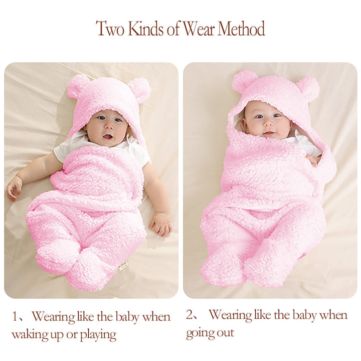 Nunibum FJYQOP Baby Swaddle Blanket Boys Girls Cute Cotton Plush Receiving Blanket Newborn Sleeping Wraps for 0-6 Months - Pink