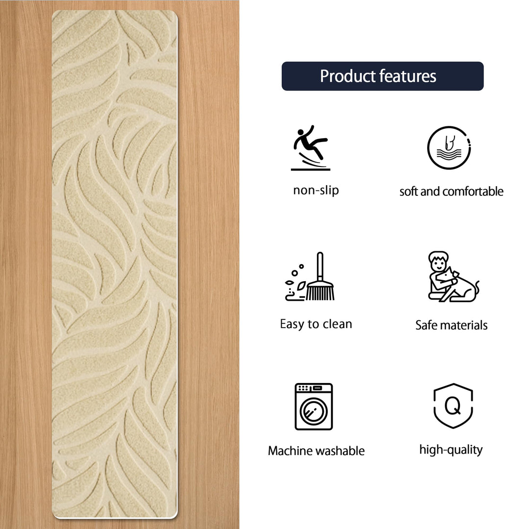 Bolinker Non-Slip Stair Treads Carpet for Wooden Steps, 29.9 x 7.9IN Indoor Self-Adhesive Stair Treads Mat, Comes with Beautiful Patterns, Anti Slip Stair Rugs for Kids Elders and Dogs, 15PCS(Beige)