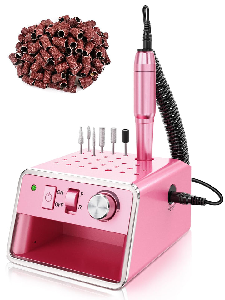 Beloving Nail Drill Machine, Electric Nail File for Acrylic Gel Dip Powder Nails, 20000 RPM Portable Electric Nail Drill Kit for Manicure Pedicure, E file Acrylic Nail Tools for Home Use, Pink