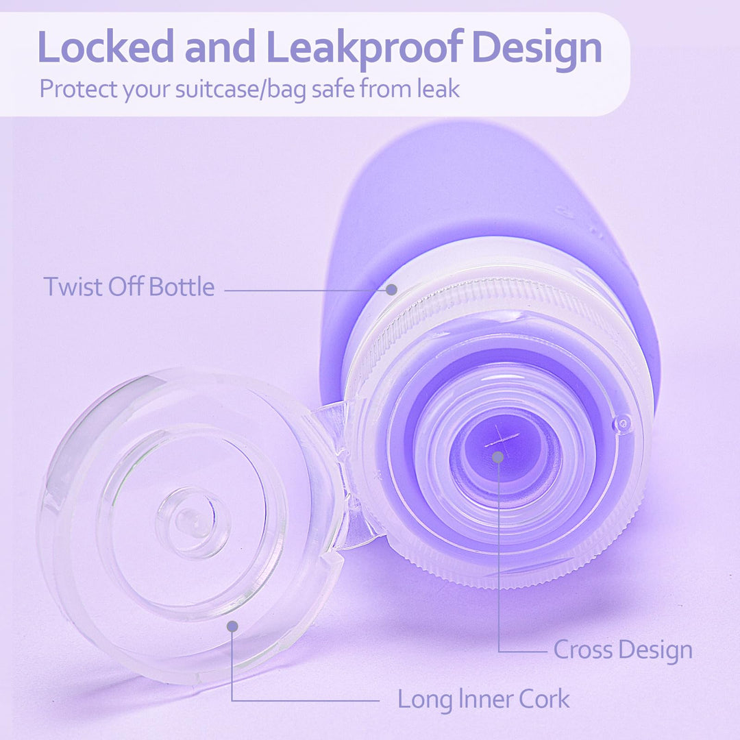 XMOSNZ 3oz Travel Bottles for Toiletries - TSA Approved, Leak Proof, Silicone Squeezable Containers for Gym, Business, Personal Essentials (BPA Free)