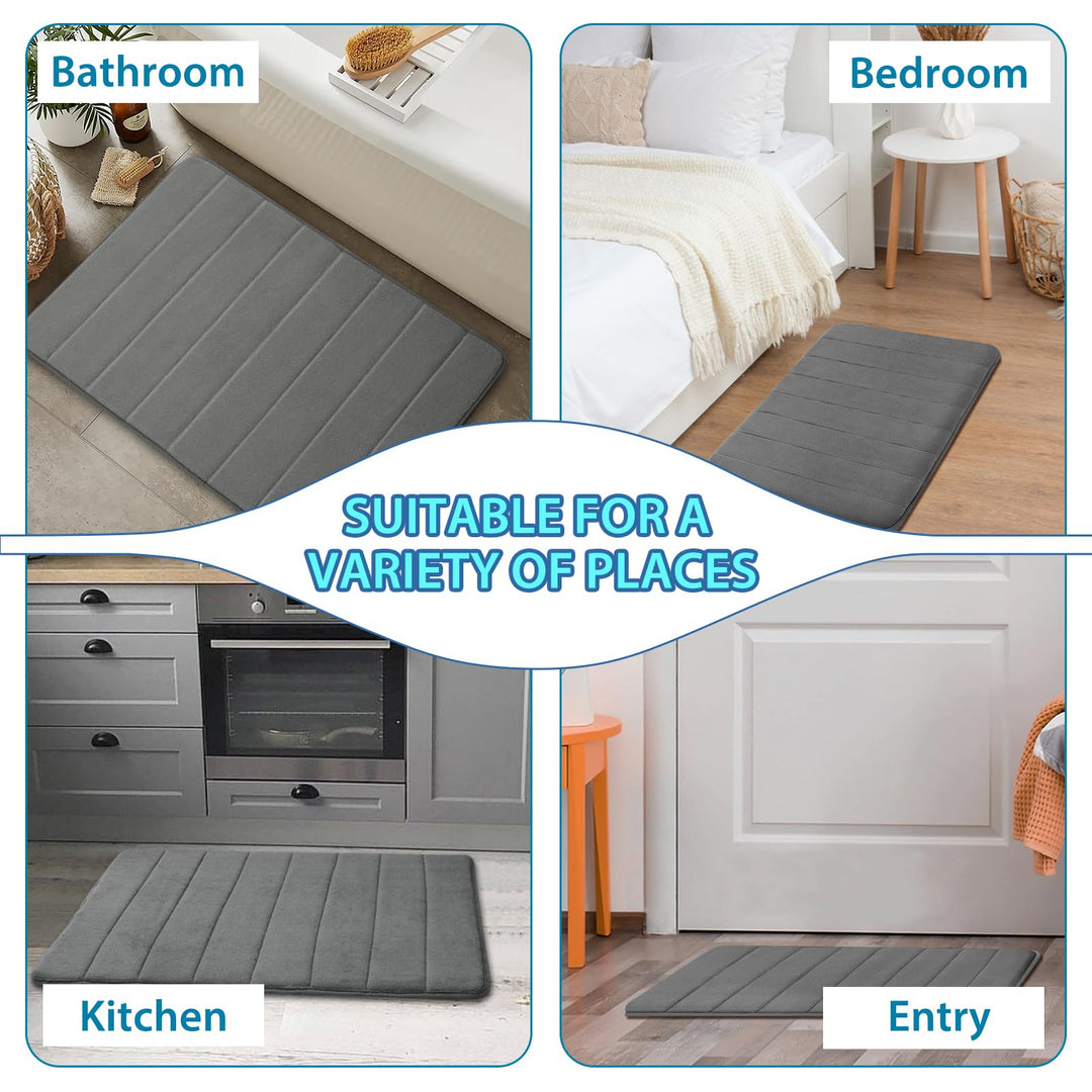 JOYART 1 Piece Bathroom Rugs,Memory Foam Bath Mat,Toilet Mats, Non-Slip Absorbentb Rugs, Machine Washable-Dark Grey, 16" x 24"
