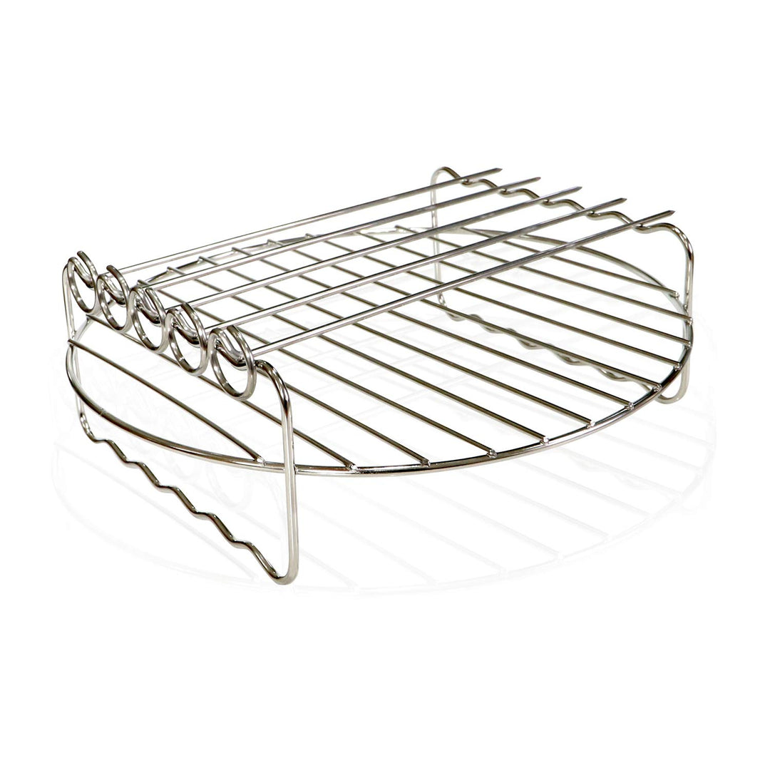 Air fryer Double Layer Round Rack with 5 Skewers Fitting XL Air Fryers（9in,Fit 5.3 QT or Above）