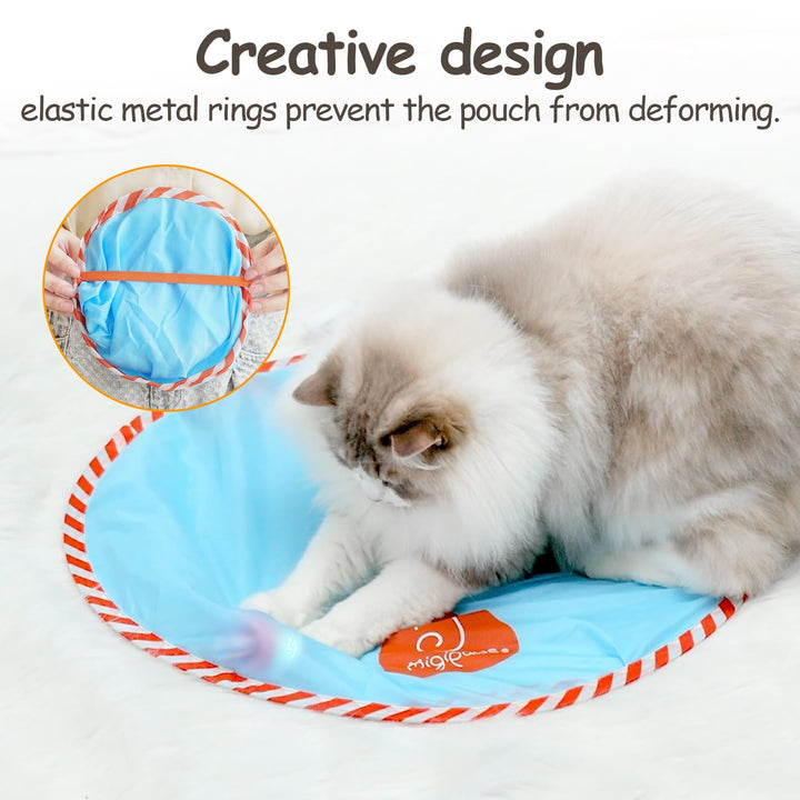 Migipaws Interactive Cat Ball Toy Set, Fun Tracker, Glowing Chase Ball with MystiChaser Pouch, Fluffy Tail, A Small Mice(Rose)