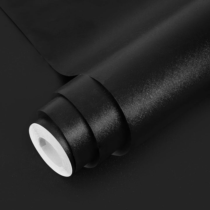 PracticalWs Black Contact Paper 17.32'' x 118'', Removable Contact Paper Peel and Stick for Cabinets, Solid Black Wallpaper for Bedroom Livingroom Wall