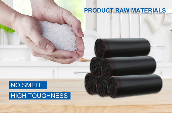 JASINCESS 3-4 Gallon Drawstring Small Trash Bags- Thick Multi purpose Garbage Bags For home office kitchen (Black-60, 4 gallon)