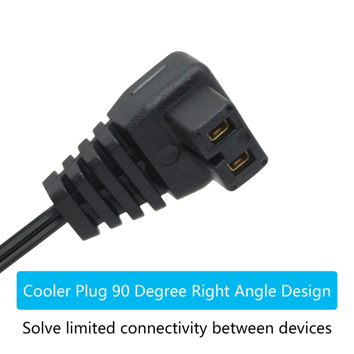12V Car Cooler Plug Power Cord Cable 2M/6FT, Right Angle Car Cooler Refrigerator Plug Replacement Power Cord, Car Freezer 2 Pin Power Plug, for Car Cooler Portable Refrigerator