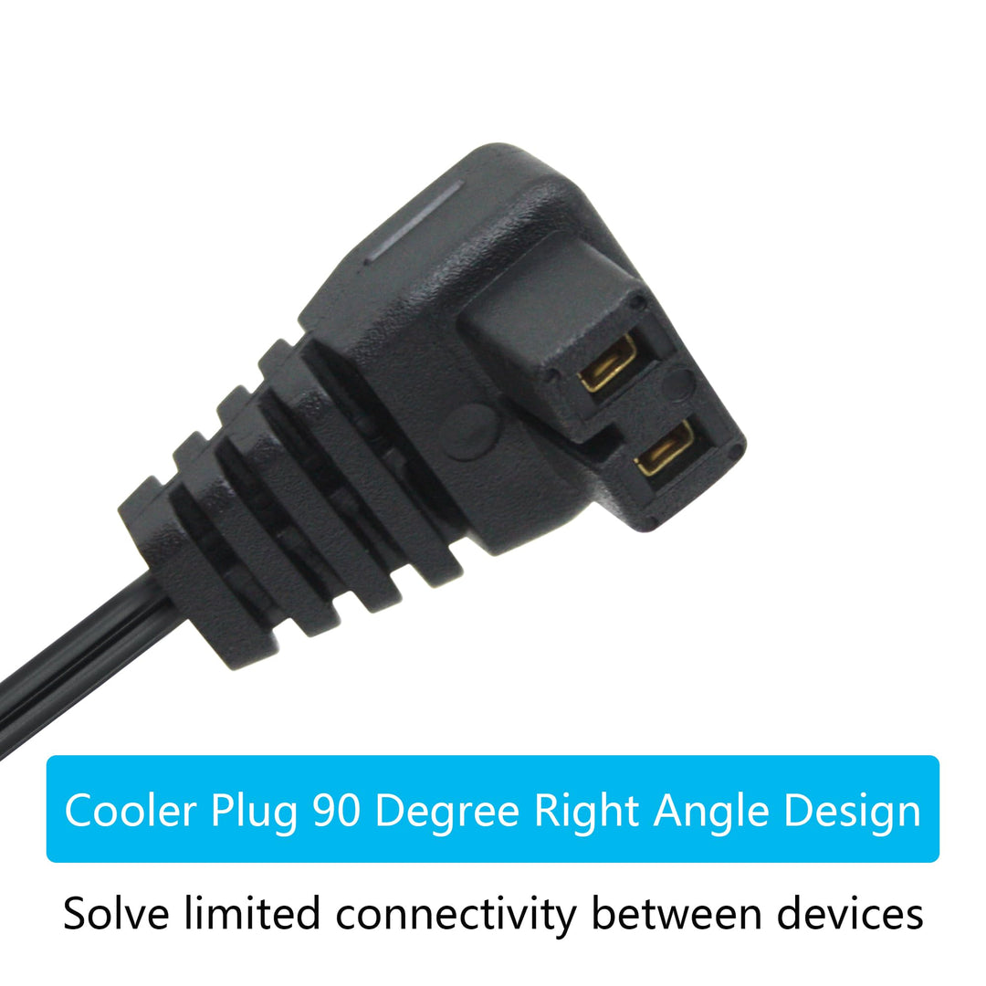 12V Car Cooler Plug Power Cord Cable 2M/6FT, Right Angle Car Cooler Refrigerator Plug Replacement Power Cord, Car Freezer 2 Pin Power Plug, for Car Cooler Portable Refrigerator