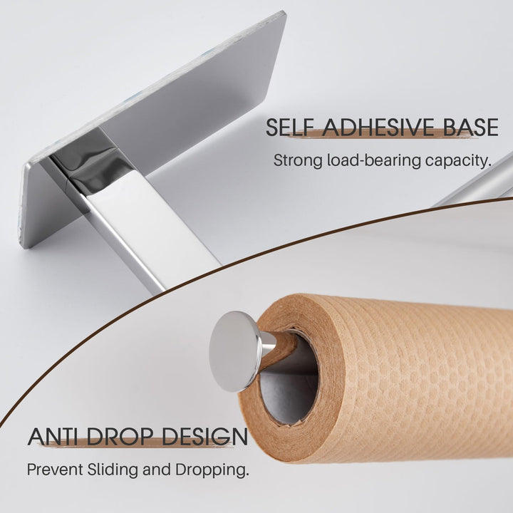 KOKOSIRI Paper Towel Holder Self-Adhesive Bar Under Cabinet for Kitchen Towel Polished Chrome Stainless Steel Wall Mounted Rack, B3012CH