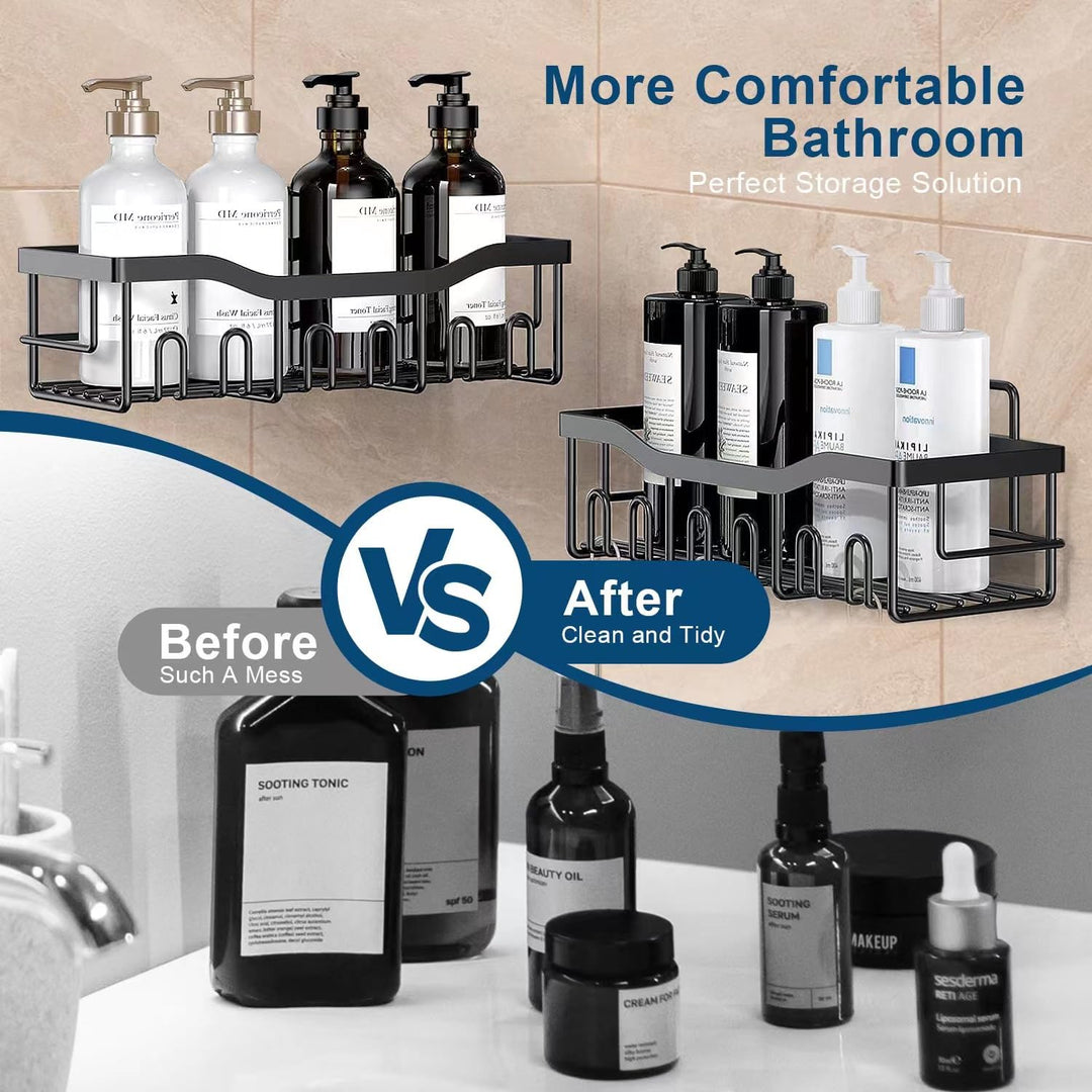 Jabukosu Shower Caddy, Shower Shelves [5-Pack], Adhesive Shower Organizer No Drilling, Large Capacity, Rustproof Stainless Steel Bathroom Shower Shelf for Inside Shower