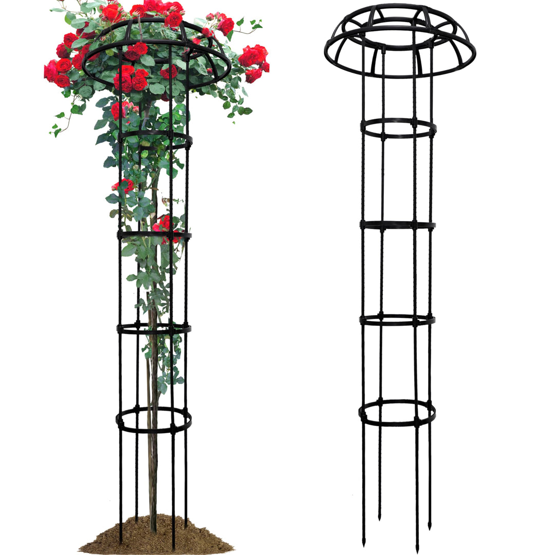 SORANGEUN 65” Garden Trellis for Climbing Plants, Mushroom Plant Trellis for Potted Plants, Outdoor Heavy-Duty Obelisk Trellis for Cucumber, Tomato, Grape, Rose, Pea, Vine, Bean, Clematis, Zucchini