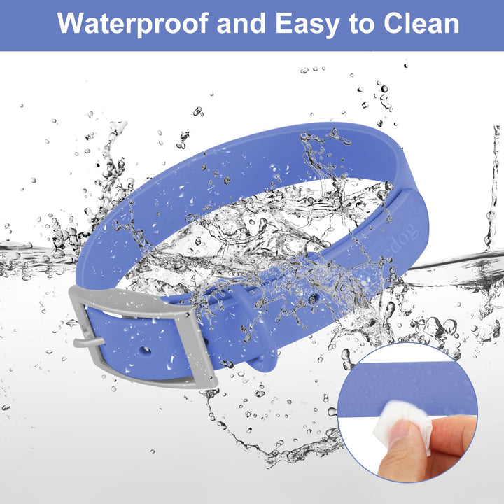 Wisedog Waterproof Dog Collar: Multiple Adjust 8.5” to 32.6”, Soft Rubber Coated Webbing, Easy to Clean, for Small Medium Large Dogs (XL(Length:18"-23.6"; Width:1"), Blue)