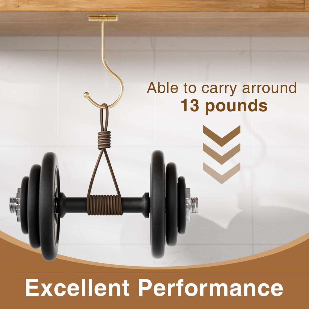 Gold Banana Holder Under Cabinet - Folding Banana Hook, Adhesive Banana Hanger, Folds Up with Magnets When Not in Use, Keep Bananas Fresh, 2 Pack