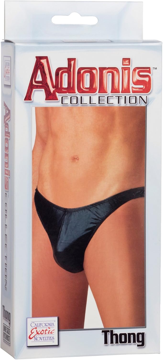 AD-38: California Exotics Adonis Men's Wet Look, Thong - Black (O/S)