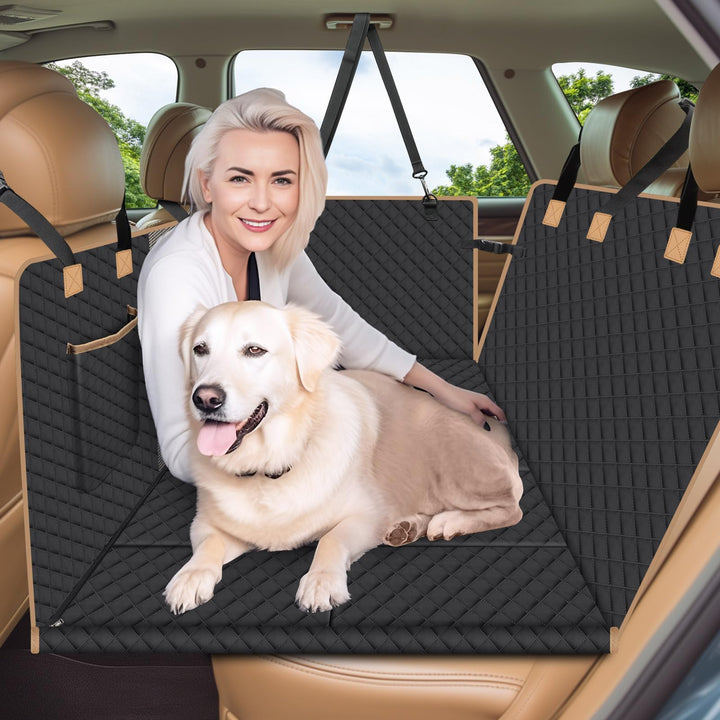 Lekespring Back Seat Extender for Dogs, Waterproof Dog Car Seat Cover for Back Seat, Hard Bottom Dog Seat Cover, Dog Hammock for Car SUV Small Truck, Black