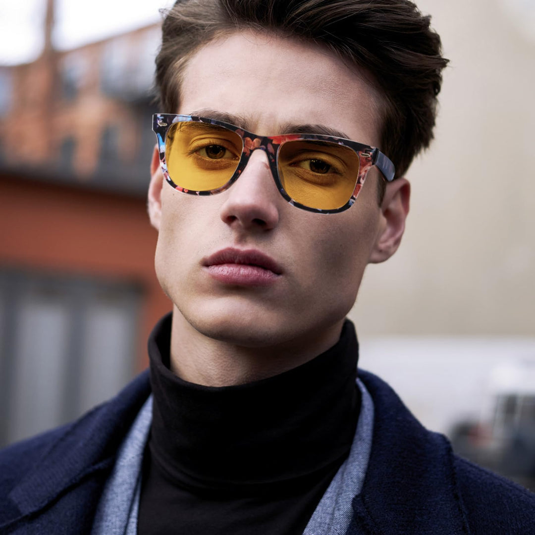 TJUTR Night Driving Glasses for Men Women, Classic Anti Glare Night Vision Glasses, Polarized Yellow Lens for Night Time