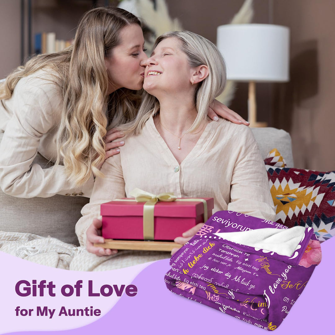 REETOOK Aunt Blanket from Niece, Warm Cozy Aunt Birthday Gifts for Her, Get Well Gifts for Women, Present for Aunts Soft Flannel Blanket for Mothers Day 50x60 in
