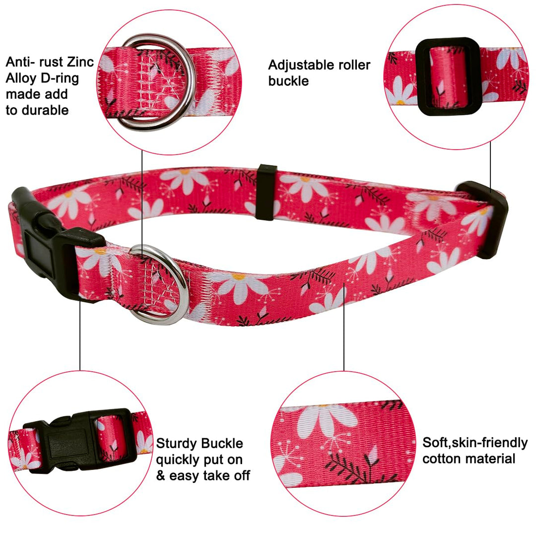 3 PCS Daisy Flower Pet Collar, lyfLux Adjustable Cute Collar for Medium Pet Cats and Dogs Daily Use (33cm/13inch~55cm/21.6inch, M)