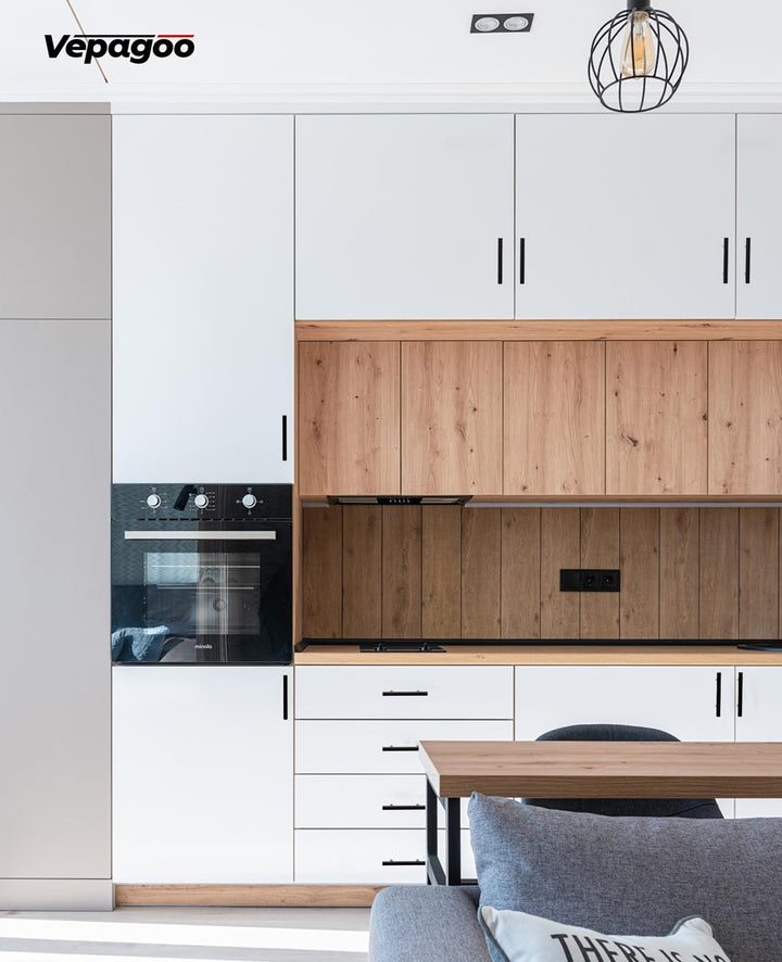 Vepagoo 30 Pack 5" Matte Black Cabinet Handles Drawer Pulls – 3 inch Hole Center Stainless Steel Handle Pull for Kitchen, Bathroom, Wardrobes, Tv Cabinets – Poignée Armoire Cuisine