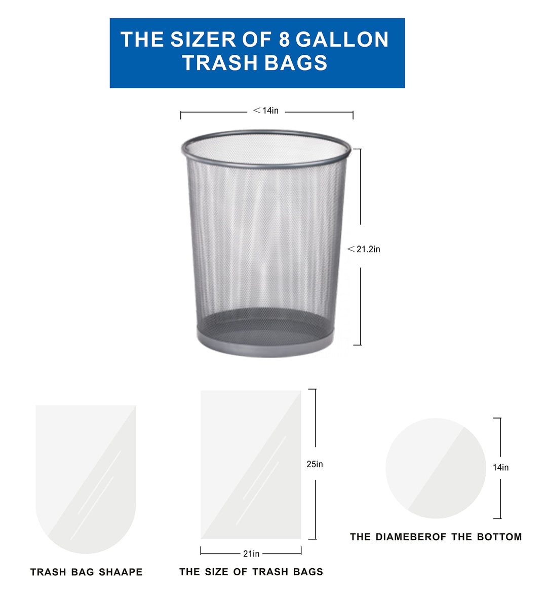 JASINCESS 8 Gallon Strong Trash Bags 30 liter Garbage Bags Small Plastic Bags for home office kitchen (Black-320)