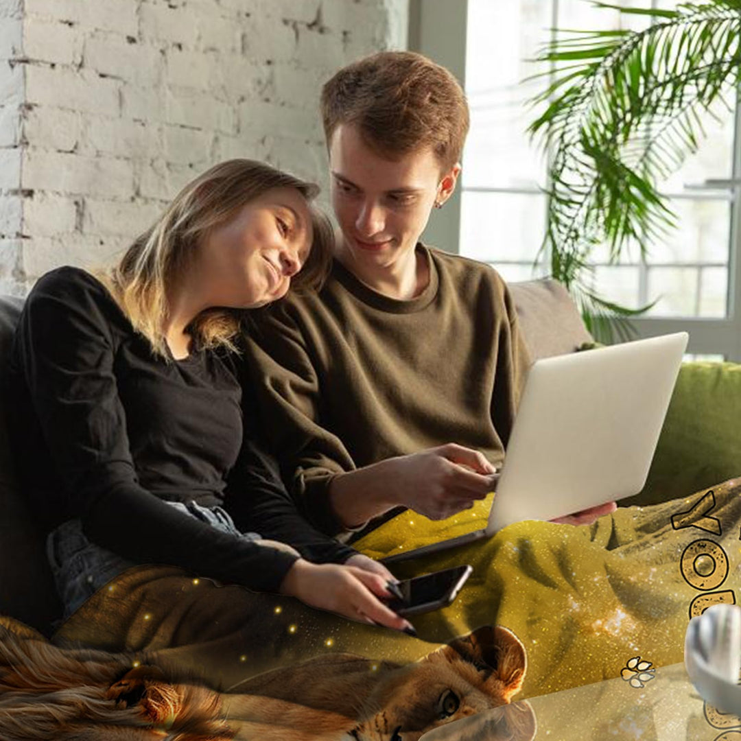 Gifts for Brother from Sister - Lion Throw Blanket for Birthday, Christmas, Thanksgiving - Adult Size 50"x60"