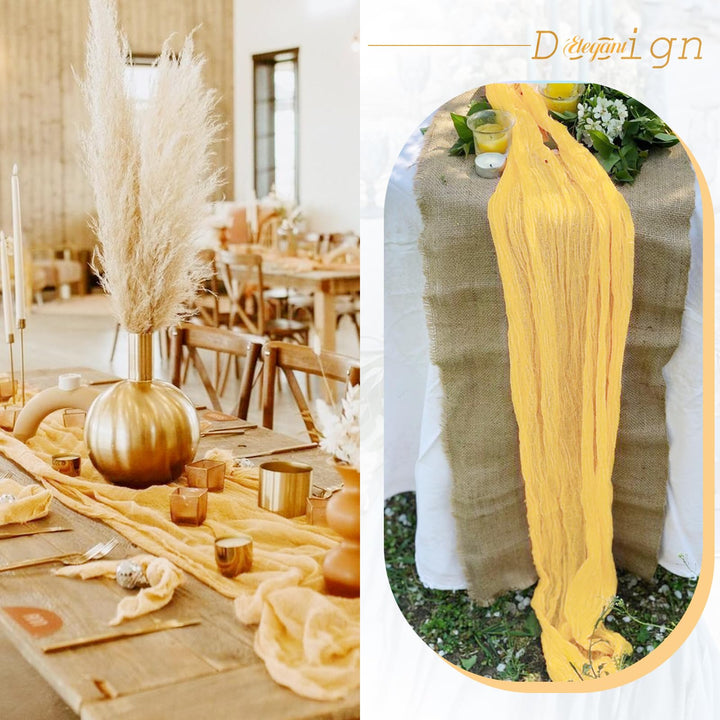6 Pack Sand Cheesecloth Table Runner Gauze Table Runner 10FT Long Semi-Sheer Table Runner Boho or Rustic Wedding Table Decor for Wedding Decor Arch Draping Bridal Shower Holiday Party