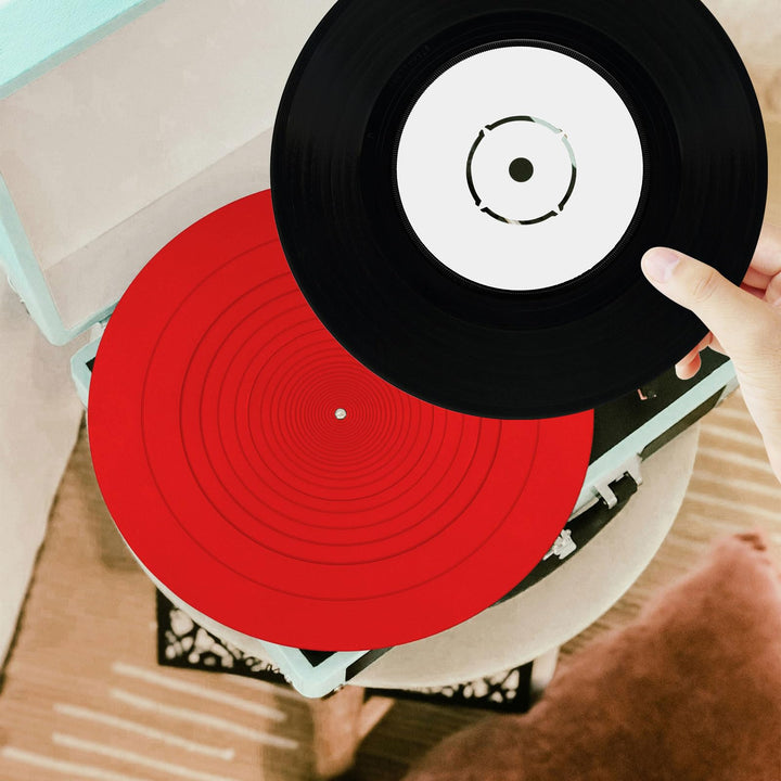 NQEUEPN Turntable Platter Mat, 12 Inch Diameter Silicone Turntable Mat Anti-Static Anti-Slip Turntable Pad Record Player Mat LP Slipmat for Vinyl Record Mat Replacement Accessories (Red)