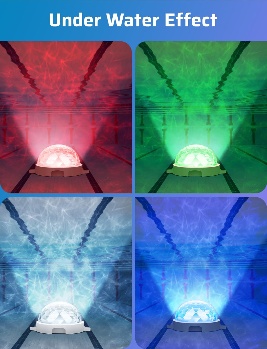 LED Tree Lights&Pool Lights with APP Control, 15W×2 RGB Dimmable Underwater Submersible Lights IP68 Waterproof Music Sync Color Changing Pool Light(2 Pack)