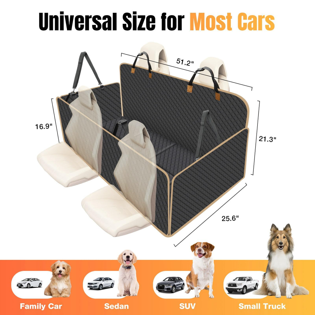 Lekespring Back Seat Extender for Dogs, Waterproof Dog Car Seat Cover for Back Seat, Hard Bottom Dog Seat Cover, Dog Hammock for Car SUV Small Truck, Black
