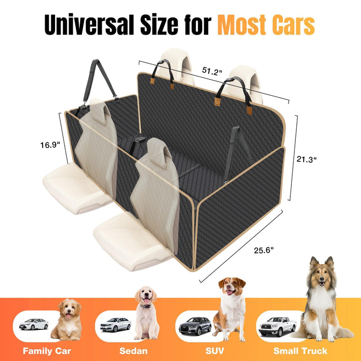 Lekespring Back Seat Extender for Dogs, Waterproof Dog Car Seat Cover for Back Seat, Hard Bottom Dog Seat Cover, Dog Hammock for Car SUV Small Truck, Black