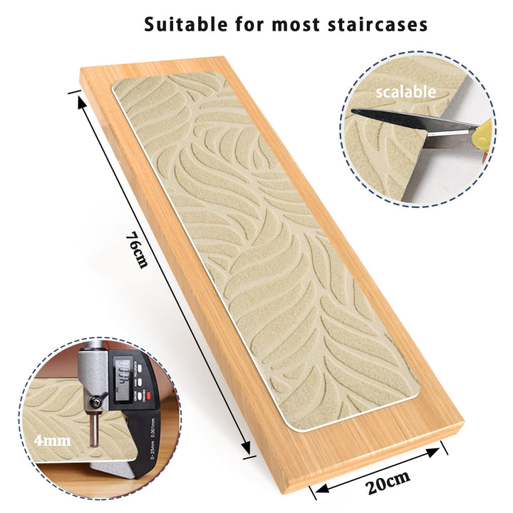 Bolinker Non-Slip Stair Treads Carpet for Wooden Steps, 29.9 x 7.9IN Indoor Self-Adhesive Stair Treads Mat, Comes with Beautiful Patterns, Anti Slip Stair Rugs for Kids Elders and Dogs, 15PCS(Beige)
