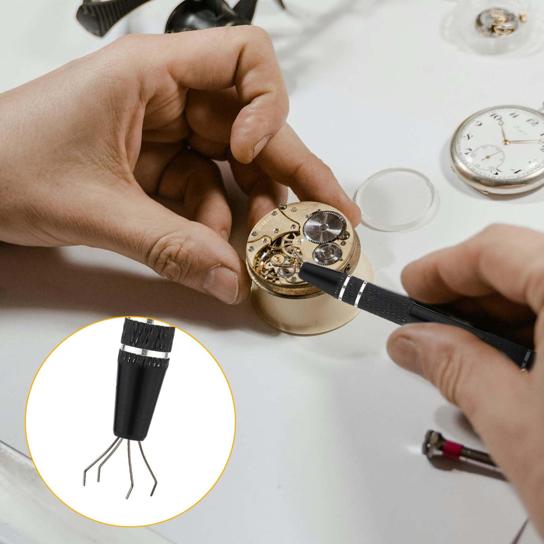 3pcs Gripper Tool, Premium Aluminum Alloy Chip Pickup Tool & 2pcs Tweezers Piercing Ball Tool Piercing Claw Tools Used for Gripping Small Parts Pearl Diamond Jewelry(Black, Silver)