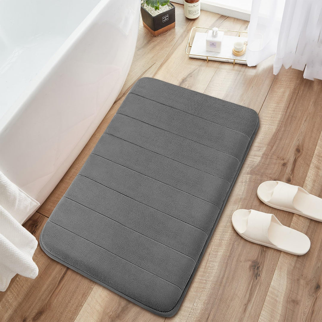 JOYART 1 Piece Bathroom Rugs,Memory Foam Bath Mat,Toilet Mats, Non-Slip Absorbentb Rugs, Machine Washable-Dark Grey, 16" x 24"