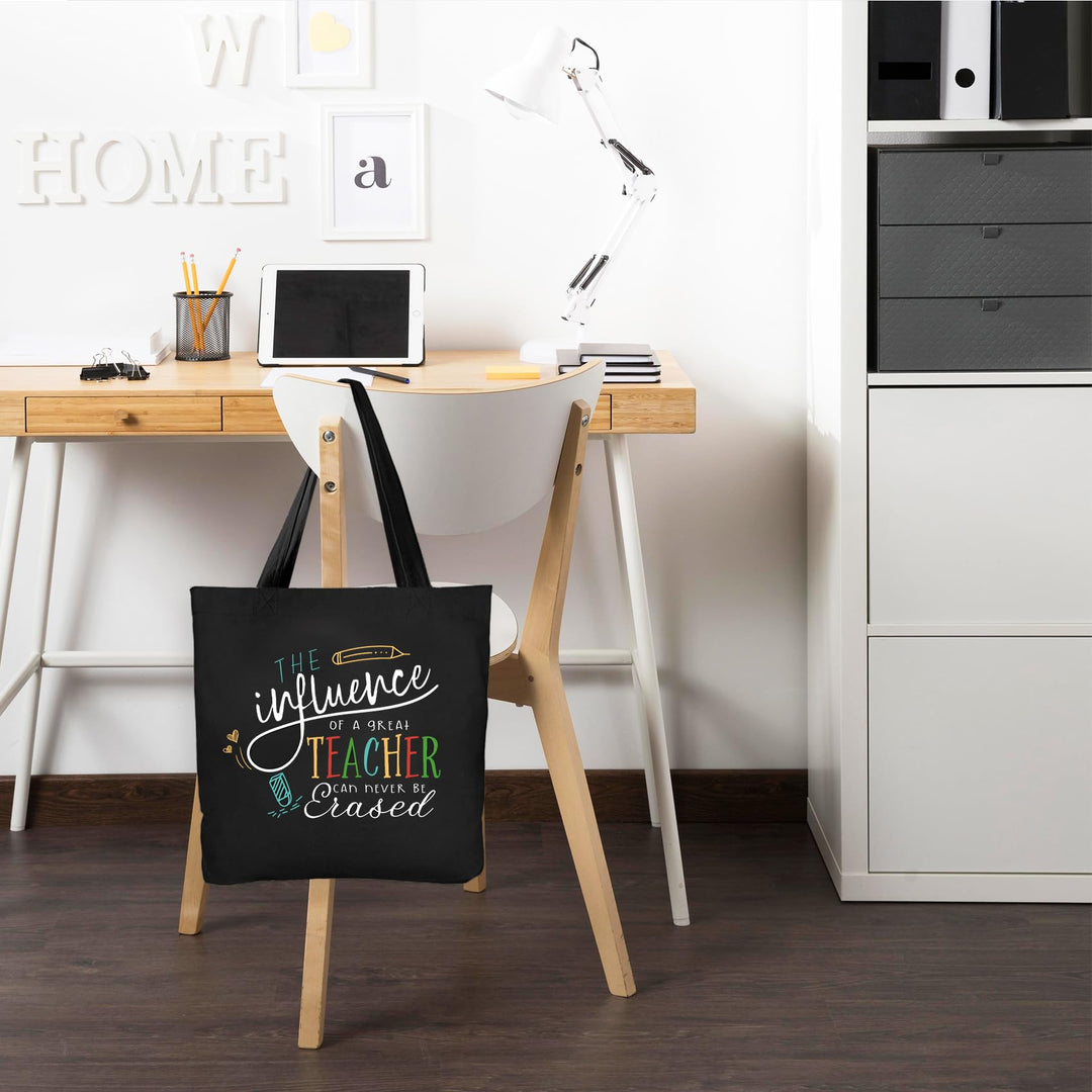 ElegantPark Teacher Bag Teacher Gifts for Women from Students Teacher Appreciation Birthday Christmas Gifts Tote Bag with Interior Pocket Canvas Black