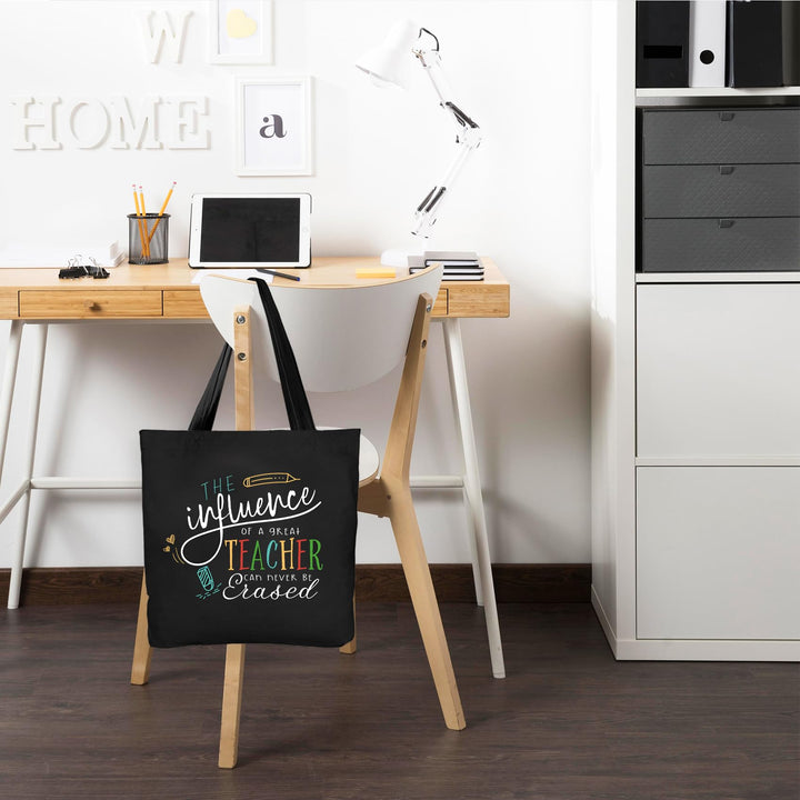 ElegantPark Teacher Bag Teacher Gifts for Women from Students Teacher Appreciation Birthday Christmas Gifts Tote Bag with Interior Pocket Canvas Black