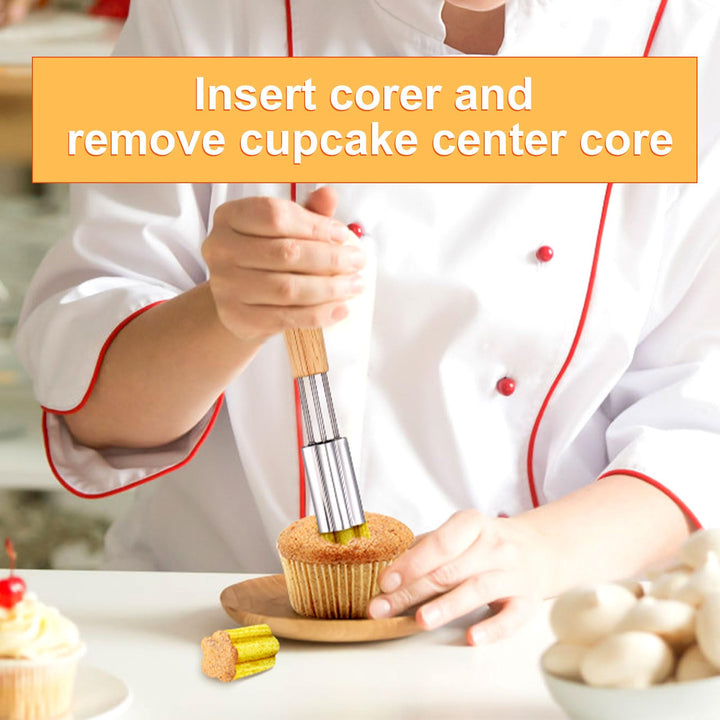 lasuroa Cupcake Corer, 6.3 Inch Long Cupcake Hole Cutter for Filling Reusable Cupcake Hole Puncher Cake Digging Hole Device Cupcake Hole Maker Cupcake Corer Tool for Kitchen Cookie Baking