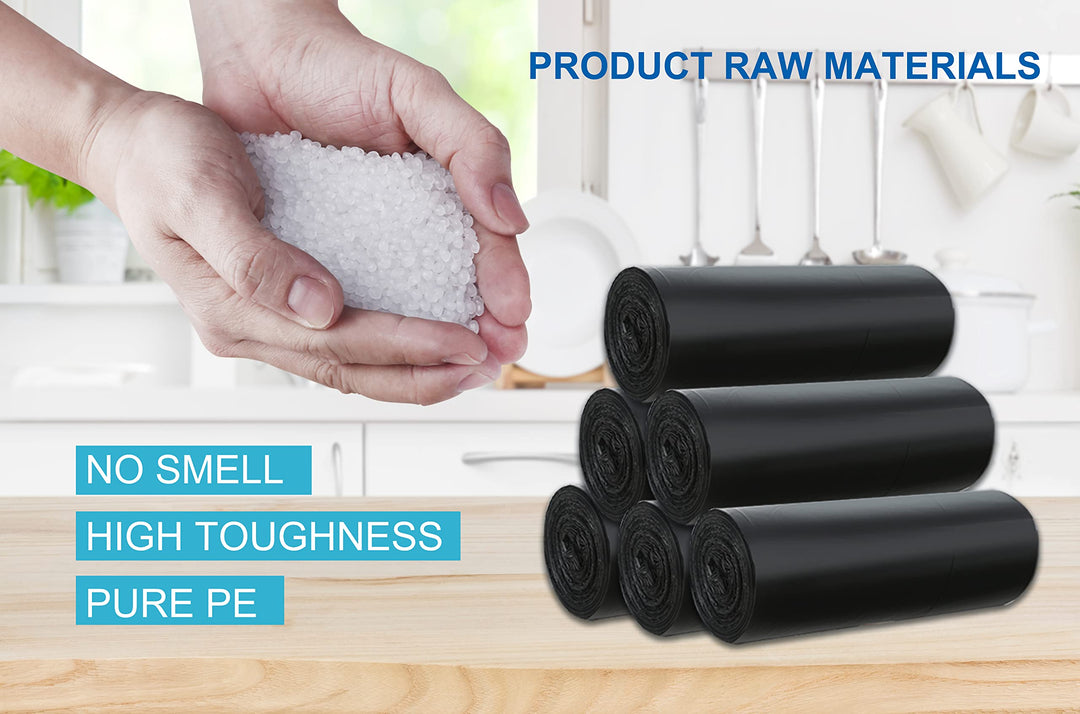 JASINCESS 8 Gallon Strong Trash Bags 30 liter Garbage Bags Small Plastic Bags for home office kitchen (Black-320)