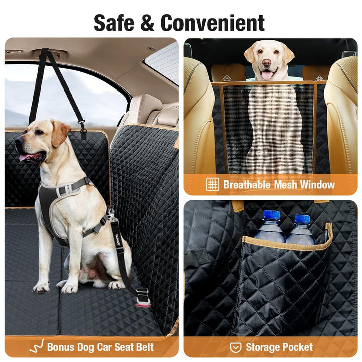 Lekespring Back Seat Extender for Dogs, Waterproof Dog Car Seat Cover for Back Seat, Hard Bottom Dog Seat Cover, Dog Hammock for Car SUV Small Truck, Black