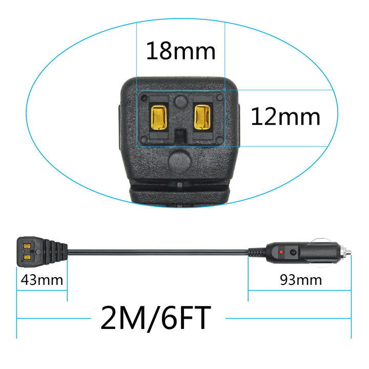 12V Car Cooler Plug Power Cord Cable 2M/6FT, Right Angle Car Cooler Refrigerator Plug Replacement Power Cord, Car Freezer 2 Pin Power Plug, for Car Cooler Portable Refrigerator