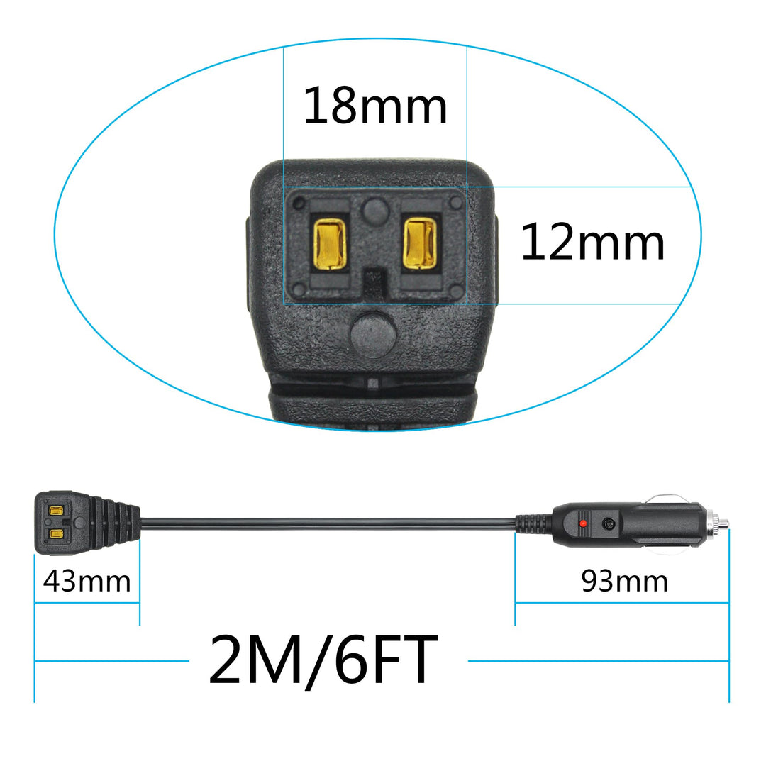 12V Car Cooler Plug Power Cord Cable 2M/6FT, Right Angle Car Cooler Refrigerator Plug Replacement Power Cord, Car Freezer 2 Pin Power Plug, for Car Cooler Portable Refrigerator
