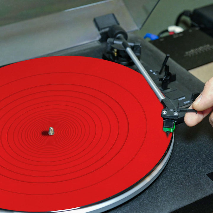 NQEUEPN Turntable Platter Mat, 12 Inch Diameter Silicone Turntable Mat Anti-Static Anti-Slip Turntable Pad Record Player Mat LP Slipmat for Vinyl Record Mat Replacement Accessories (Red)